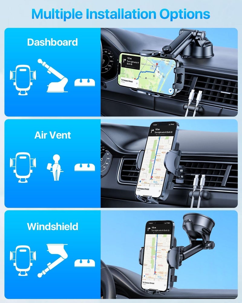 HTU 【98+LBS Strongest Suction & Military-Grade】 Ultimate Car Phone Mount【Patent & Safety Certs】 Cell Phone Holder Truck Stand for Dashboard Windshield Vent for iPhone 17 Pro Max 16 15 Samsung (Pink) - Image 5